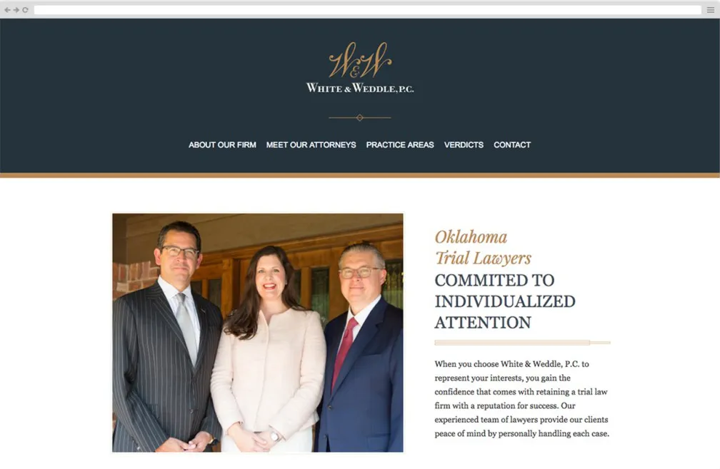 A featured image showcasing the White & Weddle website design, highlighting a clean and professional layout with vibrant visuals.
